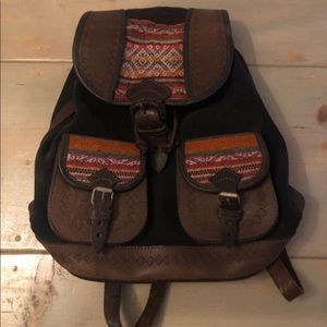 Boho Vintage leather and suede backpack